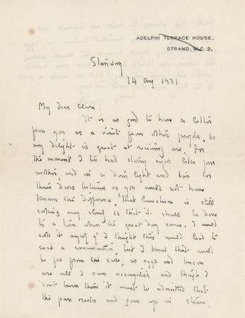 Lot #496 James M. Barrie Autograph Letter Signed