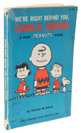 Lot #470 Charles Schulz Signed Sketch in Book - We're Right Behind You, Charlie Brown - Image 3