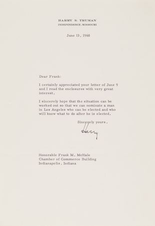 Lot #8 Harry S. Truman Collection of (14) Typed Letters Signed on the 1960 Democratic National Convention, Presidential Election, and John F. Kennedy - Image 2