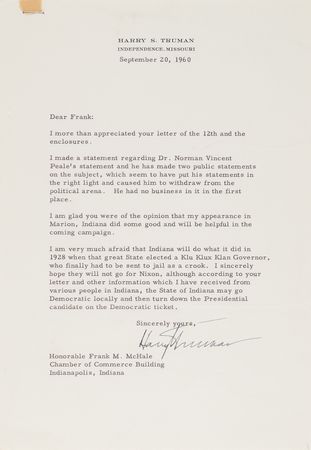 Lot #8 Harry S. Truman Collection of (14) Typed Letters Signed on the 1960 Democratic National Convention, Presidential Election, and John F. Kennedy - Image 3