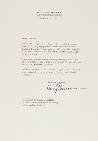 Lot #8 Harry S. Truman Collection of (14) Typed Letters Signed on the 1960 Democratic National Convention, Presidential Election, and John F. Kennedy - Image 4