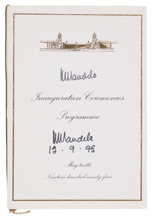 Lot #223 Nelson Mandela Signed 1994 Inauguration