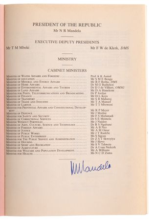 Lot #224 Nelson Mandela Signed 1994 'Debates of