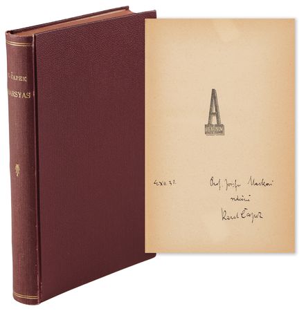 Lot #500 Karel Capek Signed Book - Marsyas, or On
