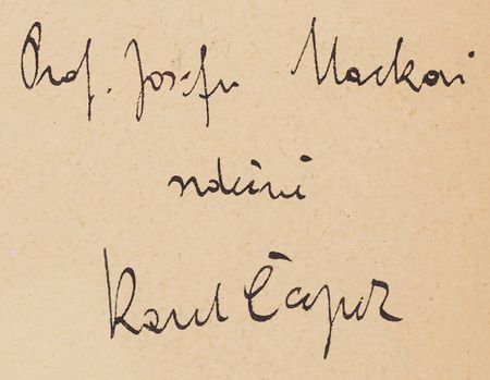 Lot #500 Karel Capek Signed Book - Marsyas, or On the Edge of Literature (Marsyas, cili na okraj literatury) - Inventor of the Word 'Robot' - Image 2