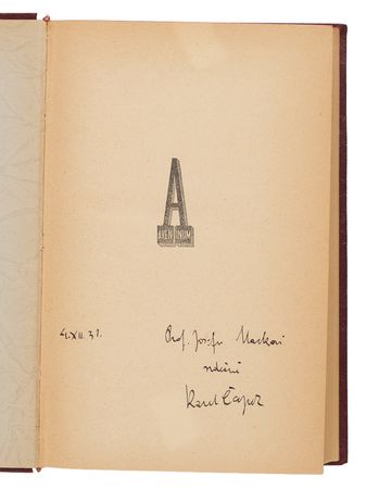 Lot #500 Karel Capek Signed Book - Marsyas, or On the Edge of Literature (Marsyas, cili na okraj literatury) - Inventor of the Word 'Robot' - Image 4