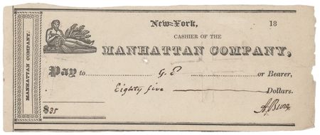 Lot #138 Aaron Burr Signed Check
