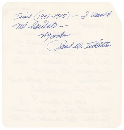 Lot #311 Enola Gay: Paul Tibbets Autograph Letter Signed - 