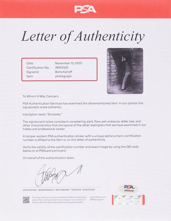 Lot #593 Boris Karloff Signed Photograph as Frankenstein's Monster - Image 2