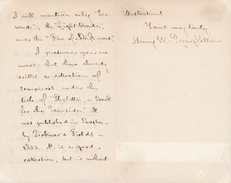Lot #513 Henry Wadsworth Longfellow Autograph Letter Signed on 'Sea-Pieces' - Image 2