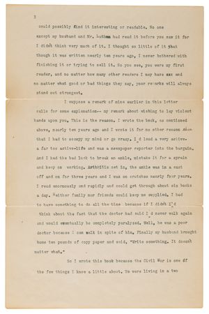 Lot #484 Margaret Mitchell Typed Letter Signed on the Genesis of Gone With the Wind, Sent to Its First Reader - Image 4