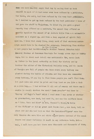 Lot #484 Margaret Mitchell Typed Letter Signed on the Genesis of Gone With the Wind, Sent to Its First Reader - Image 6