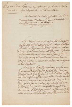 Lot #157 Maximilien Robespierre Document Signed - The Committee of Public Safety Directs Resources 