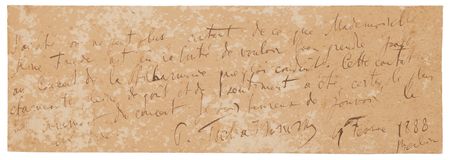 Lot #525 Pyotr Ilyich Tchaikovsky Autograph Note