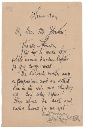 Lot #485 O. Henry Autograph Letter Signed