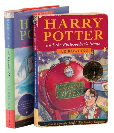 Lot #489. J. K. Rowling (2) Signed Books - Harry Potter and the Philosopher's Stone and Harry Potter and the Chamber of Secrets
