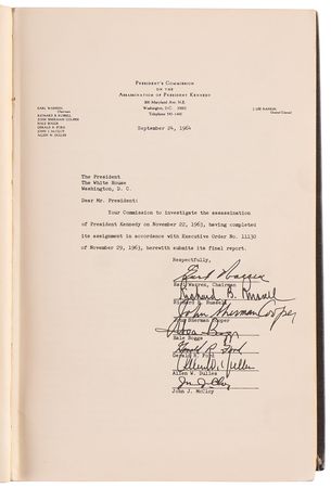 Lot #287 Kennedy Assassination: Warren Commission (7) Multi-Signed Book - From the Library of Dallas Mayor Earl Cabbel - Image 6