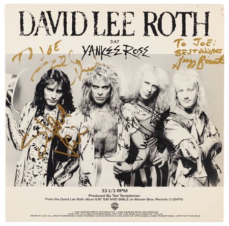 Lot #576 David Lee Roth and Band Signed Single Album - 'Yankee Rose' - Image 1