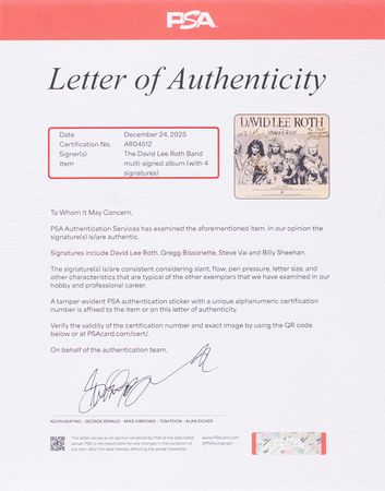 Lot #576 David Lee Roth and Band Signed Single Album - 'Yankee Rose' - Image 2