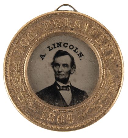 Lot #38 Abraham Lincoln and Andrew Johnson 1864 Presidential Campaign Ferrotype Token - Image 1