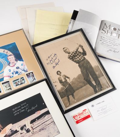 Lot #404 Alan Shepard's Apollo 14 Flown Patch with (8) Signed Items - Presented to His Pebble Beach Golf Caddy - Image 4