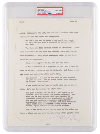 Lot #216 Malcolm X Signed Page for Alex Haley’s
