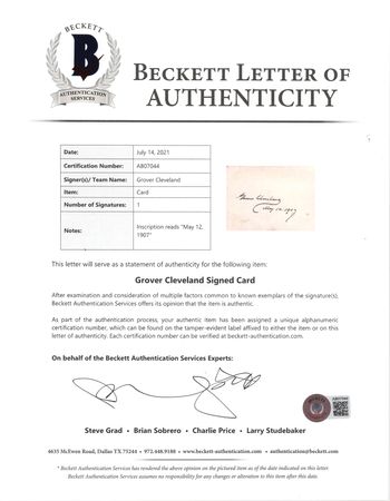 Lot #49 Grover Cleveland Signature - Image 3