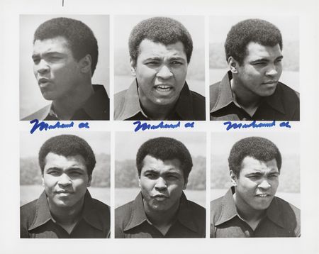 Lot #681 Muhammad Ali Triple-Signed Photograph
