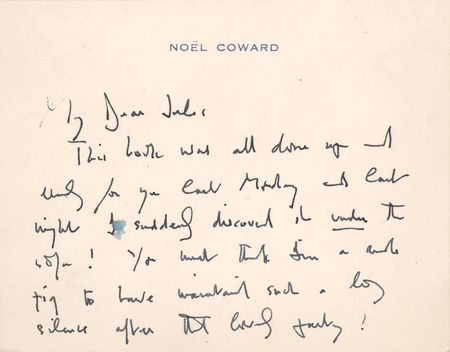 Lot #503 Noel Coward Autograph Letter Signed