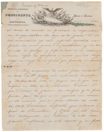 Lot #170 Antonio Lopez de Santa Anna Letter Signed