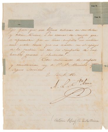 Lot #170 Antonio Lopez de Santa Anna Letter Signed - Image 2