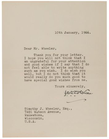 Lot #492 J. R. R. Tolkien Typed Letter Signed with Original Rally Magazine Sketch - Image 2
