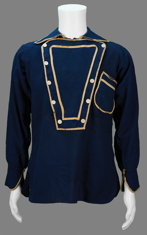 Lot 6026 George A. Custer's Navy Blue Wool Bib Shirt, Worn in One of His Most Famous Photographs from the 1873 Yellowstone Expedition