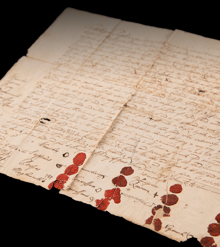Lot 6060 New York Indian Chiefs Signed Land Cession Deed, Selling Long Island Acreage to the Van Cortlandt Family (1703)