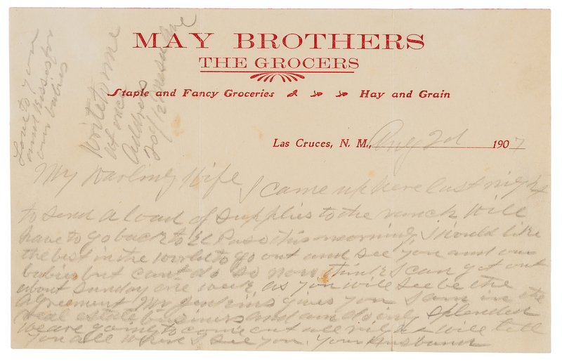 Lot 6116 Pat Garrett Autograph Letter Signed to His Wife: 