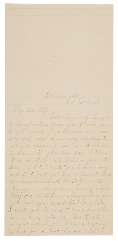 Lot 6139 Frank James Autograph Letter Signed to His Wife, from Jail in Gallatin, Missouri: 