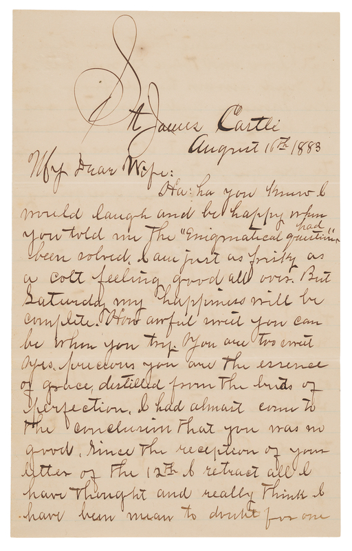 Lot 6137 Frank James Autograph Letter Signed to His Wife, from Jail (