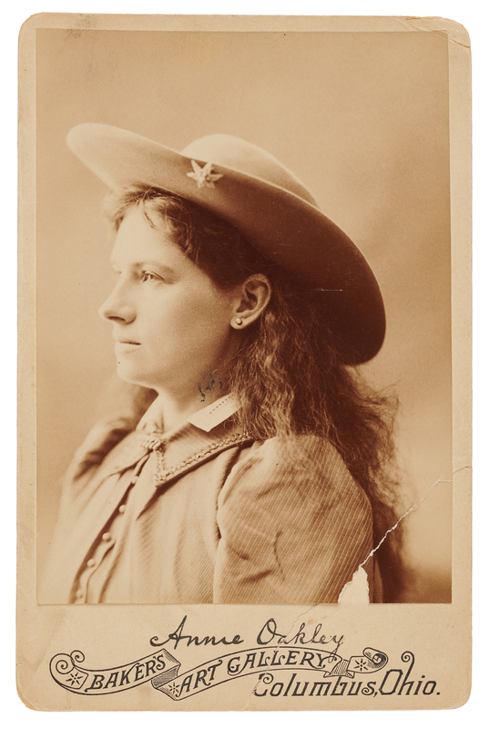 Lot 6177 Annie Oakley Cabinet Photograph by Baker's Art Gallery - From the Family Collection of Her Brother-in-Law William Butler