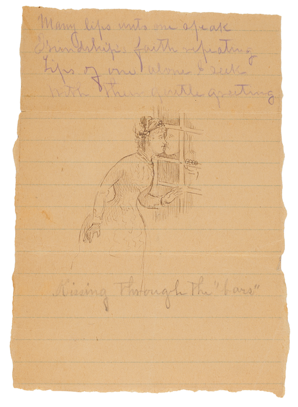Lot 6146 Frank James Original Sketch, Sent to His Wife from Jail: 