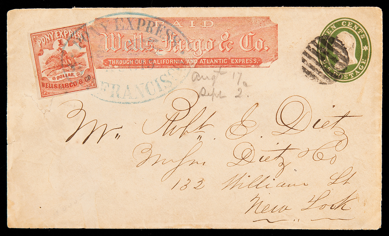Lot 6094 Pony Express 'Wells, Fargo & Co.' Cover with Blue Oval San Francisco Datestamp (August 15, 1861)