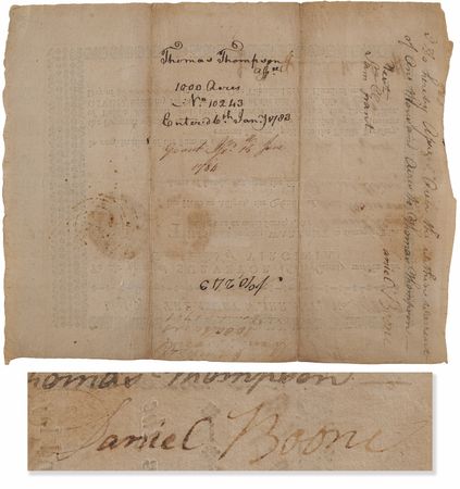 Lot #6092 Daniel Boone Document Signed,