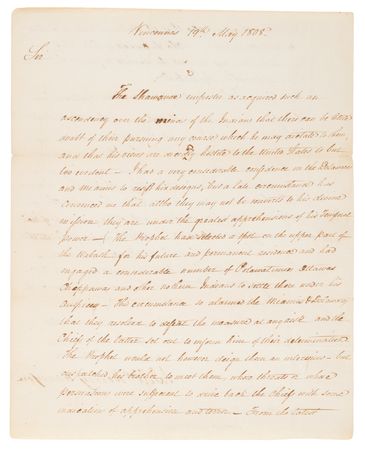 Lot #6006 William Henry Harrison (4) Letters Signed to the Secretary of War, Warning of Indian Hostilities on the Indiana Frontier - Image 2