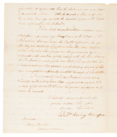 Lot #6006 William Henry Harrison (4) Letters Signed to the Secretary of War, Warning of Indian Hostilities on the Indiana Frontier - Image 3
