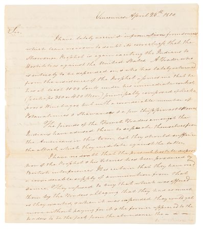 Lot #6006 William Henry Harrison (4) Letters Signed to the Secretary of War, Warning of Indian Hostilities on the Indiana Frontier - Image 6