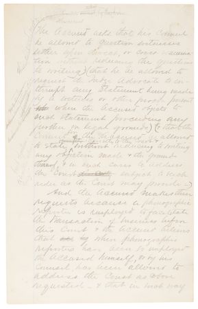 Lot #6029 George A. Custer Autograph Manuscript Signed, Preparing His Defense While Facing Court-Martial at Fort Leavenworth for Shooting Deserters: 