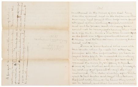Lot #6037 Josiah Chance Autograph Letter Signed on the Battle of the Little Bighorn - 23-Page Firsthand Account, Rife with Remarks on George A. Custer's Bravery: 