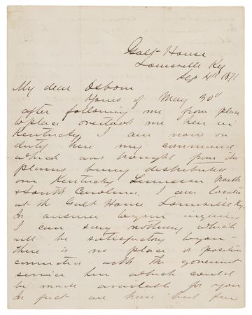 Lot #6028 George A. Custer Autograph Letter Signed on the Limitless Possibilities of the American West, Urging a Young Man to 