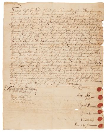 Lot #6059 Mohawk Indian Chiefs Signed Land Cession Deed, Selling New York Acreage to King George II (1738) - Image 2