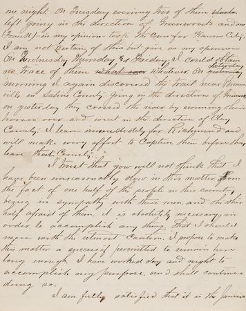 Lot #6148 James-Younger Gang: Flourney Yancey Autograph Letter Signed, Pursuing the Outlaws: 