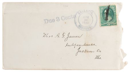 Lot #6133 Frank James Autograph Letter Signed to His Wife, Awaiting Trial in Gallatin, Missouri, Five Months After Jesse James was Gunned Down by Robert Ford: 